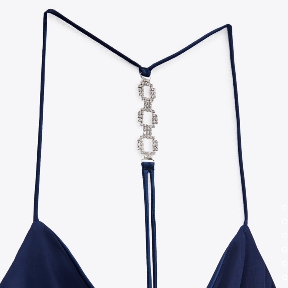 Zara Midnight Blue Jewel Strap Slip Dress - Picture 7 of 11
